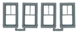 Double-Hung Windows -- 2-Over-1, Scale 28 x 48"  71.1 x 122cm pkg(4)
