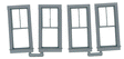 Double-Hung Windows -- 2-Over-1, Scale 28 x 64"  71.1 x 163cm pkg(4)