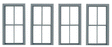 Double-Hung Windows -- 2-Over-2 - Scale 38 x 78"  96.5 x 198cm pkg(4)