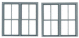 Double-Hung Windows -- 2-Over-2 - Scale 78 x 78"  198 x 198cm pkg(2)
