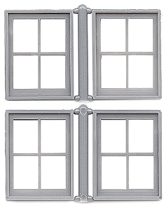 Masonry Windows pkg(4) -- 4-Pane, Scale 30 x 30"  76.2 x 76.2cm