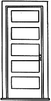 Door -- Working, 5-Panel w/Hinges & Knob