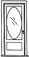 Door -- Working w/Oval Window, Hinges & Knob
