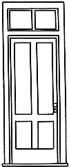 Door -- Working, 4-Panel w/Transom, Hinges & Knob
