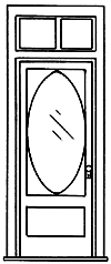 Door -- Working w/Oval Window, Transom, Hinges & Knob