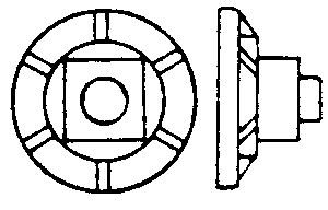 Square Nut-Washer -- 2-1/8" Nut, 5" Ribbed Washer