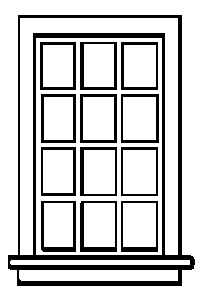 Window -- Double-Hung, 12-Pane, Scale 36 x 64"  76.2 x 163cm pkg(8)
