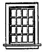 Window -- Double-Hung, 16-Pane, Scale 36 x 52"  91.4 x 132cm pkg(8)
