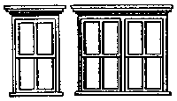 Window -- Victorian - 4 Single, 2 Double - Scale 30 x 60"  76.2 x 152cm