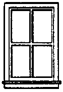Window -- Double-Hung, 4-Pane, Scale 36 x 64"  91.4 x 163cm pkg(8)