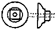 Nut-Bolt-Washer (Plastic) -- 2-1/2" Nut w/6-1/2" Cast Iron Washer Cored for .020" Wire pkg(80)