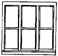 Windows -- Six-Pane, Double-Hung, Triple 100 x 92"