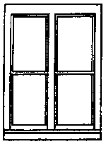 Windows -- Four-Pane, Double Hung, Double, Scale 65 x 92"  165 x 234cm pkg(3)