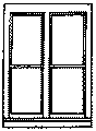 Windows -- Four-Pane, Double Hung, Double, Scale 65 x 92"  165 x 234cm pkg(3)