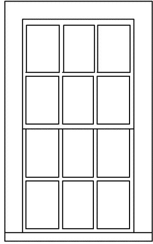 Double-Hung Windows -- 6-Over-6, Scale 30 x 56"  76.2 x 142cm pkg(9)