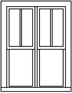 Double-Hung Windows -- 2-Over-1, Scale 42 x 62"  107 x 157cm pkg(6)