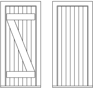 Z-Braced Plank Door & Frame pkg(2) -- Scale 30 x 66"  76.2 x 168cm