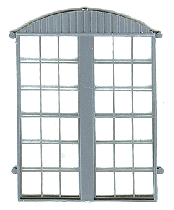 Roundhouse/Warehouse Windows w/Rounded Top Facia -- Scale 113 x 143"  287 x 363cm pkg(3)