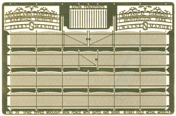 Spike Tipped Wrought Iron Fence -- Includes Gates & Signs - Scale 240'  73.2m