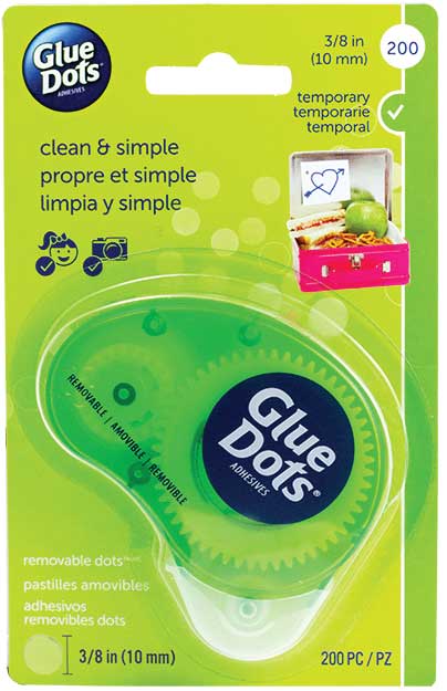 Removable Dots(TM) with Dot N Go(R) Dispenser -- 3/8"  .95cm Square pkg(200)