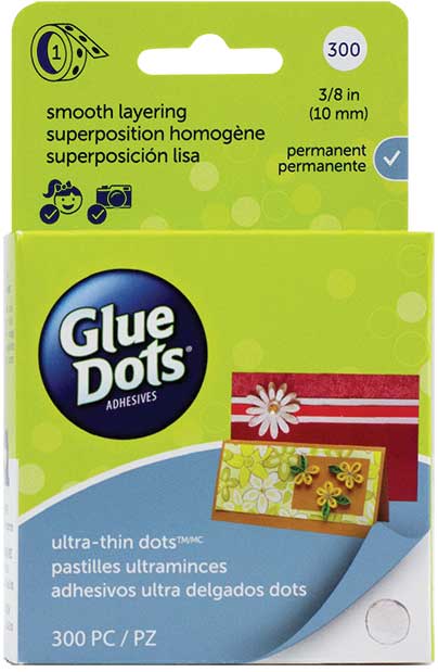 Ultra Thin Permanent Bond Glue Dots(R) Roll -- 3/8"  .95cm Diameter pkg(300)
