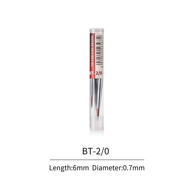 Interchangeable Aluminum-Shank Fine Brush Tips -- 2/0 pkg(3)