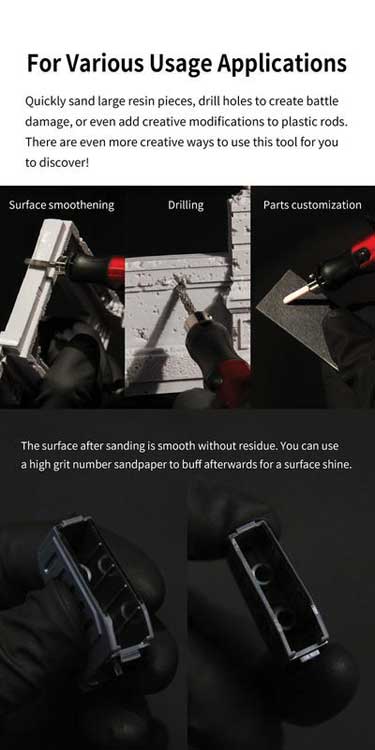 Portable Electric Sanding Pen -- Includes Pen, 3mm Diameter Dome Double Groove Head, USB-C Cord, Wrench-7