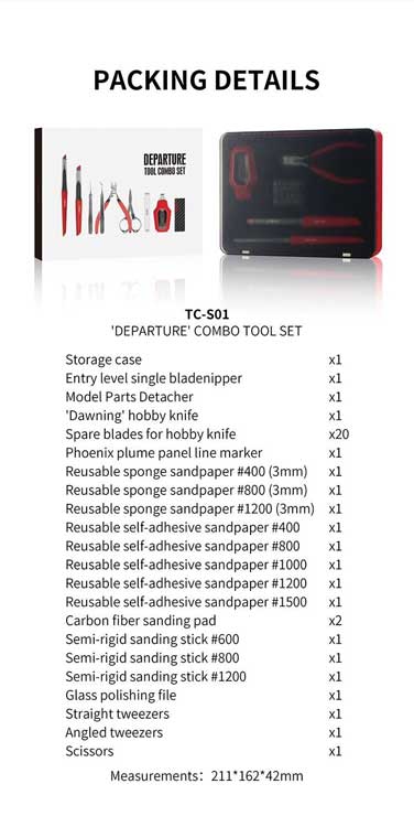 Departure Tool Combo Set -- Includes Sprue Cutter, Hobby Knife, Blades, Abrasives, Tweezers and More-2