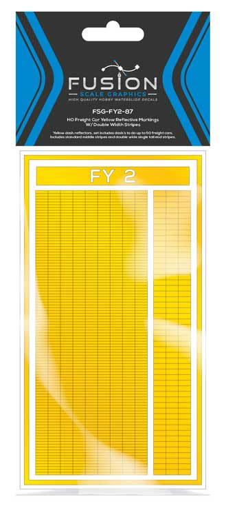 Railroad Freight Car Yellow Reflective Markings Set w/Double Width Stripes