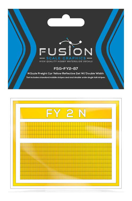 Railroad Freight Car Yellow Reflective Markings Set w/Double Width Stripes