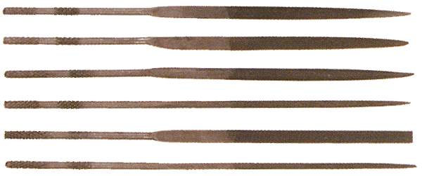 Needle File Set -- Delicate 6-Piece Set - 4" Files w/Round Handles, #2 Cut