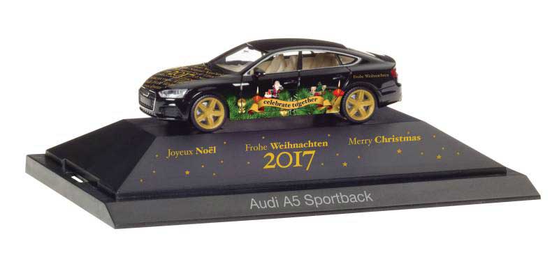 Audi A5 Sportback - Assembled -- Christmas 2017 (black, red, white, Santa Graphics, German Lettering)