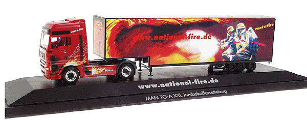 Private Collection - European Tractor/Trailer - MAN TG-A XXL -- w/3-Axle Box Van Semi-Trailer "National Fire"
