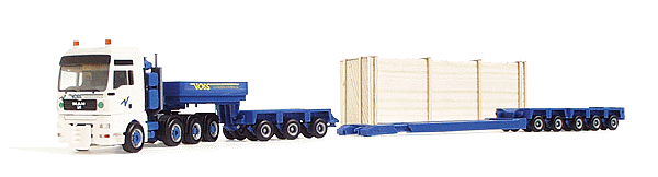 European Trucks - Tractor/Trailer - MAN 4-Axle Heavy-Duty Cabover -- w/Telescoping 8-Axle Heavy Haul Lowboy Semi-Trailer "Voss"