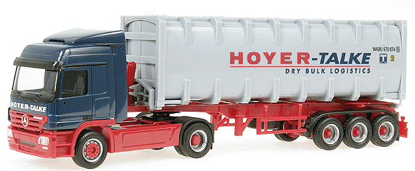 European Trucks - Tractor/Trailer - Mercedes Benz Actros L 2-Axle Cabover -- w/3-Axle 30ft. Bulk Container Semi-Trailer "Hoyer/Talke" (grey)