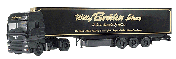 European Trucks - Tractor-Trailer - MAN TG-A XXL 2-Axle Cabover -- w/3-Axle Reefer Euro Box Trailer - W. Bruhne & Sohne (dark green, gold)