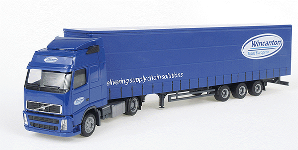 European Trucks - Tractor-Trailer - Volvo FH 12 GL 2-Axle Cabover w/Sleeper -- w/3-Axle Canvas Side Trailer - Wintcanton (blue)