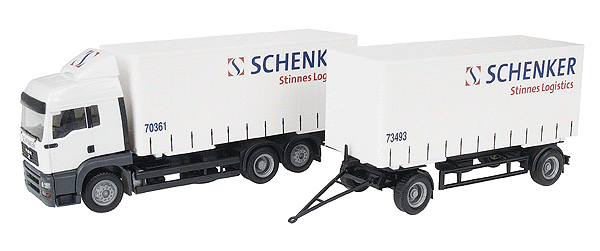 European Trucks - Box Van w/Matching 2-Axle Trailer - MAN TG-A LX -- Schenker (white)