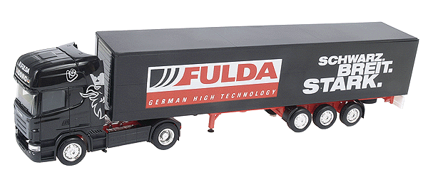 European Trucks - Tractor-Trailer - Scania R Topline 2-Axle Cabover -- w/3-Axle Canvas Side Trailer - Fulda/Spedition Sorg (black, red, white)