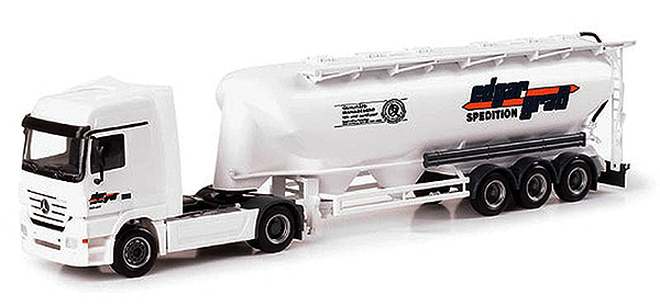 European Trucks - Tractor-Trailer - Mercedes Actros LH 2-Axle Cabover -- w/3-Axle Bulk Pneumatic Tank Trailer - Edgar Gras (white)