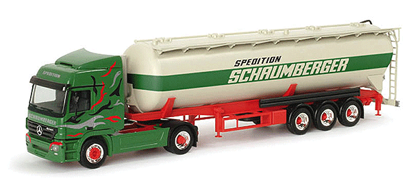 European Trucks - Tractor-Trailer - Mercedes 2002 Actros LH Cabover -- w/3-Axle Bulk Tank Trailer - Schaumberger