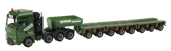 European Trucks - Tractor-Trailer - MAN TG-A XXL 4-Axle Heavy-Duty Tractor -- w/8-Axle Modular Lowboy Flatbed; Kuebler