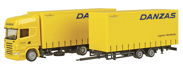 European Trucks - Box Van w/Maching 2-Axle Trailer -- Scania R TL 3-Axle Cabover - Danzas