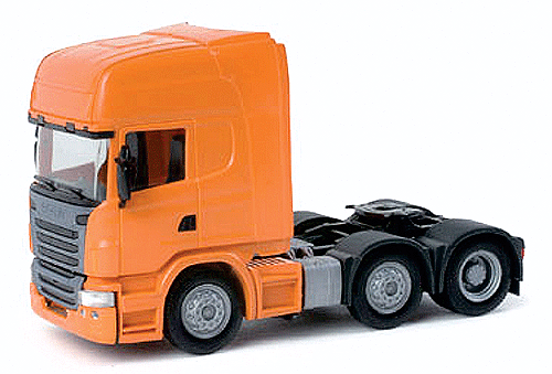 Scania R 09 TL 3-Axle Semi Tractor Only -- Orange, Gray – Walthers