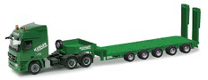 Mercedes-Benz Actros L Tractor w/Goldhofer 5-A Equipment Trailer (Plastic) -- Kubler (German Lettering, green)
