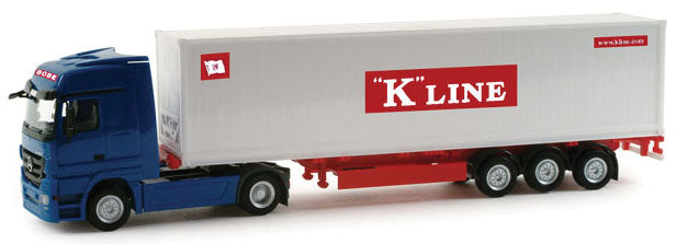 Semis - Mercedes Actros 2-Axle Cabover w/Sleeper & 3-Axle Reefer Trailer -- "K" Line