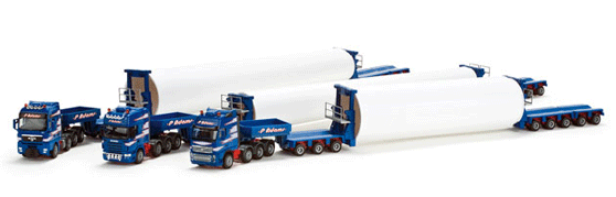 3-Truck Set w/Wind Turbine Tower Loads -- P. Adams (blue, white)
