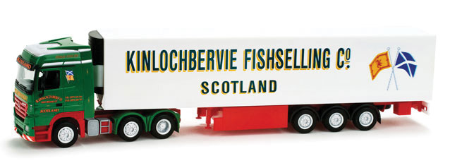 Mercedes Actros LH w/Reefer Van Trailer - Assembled -- Kinlochbervie Fishselling Co. Scotland (white, green, red)