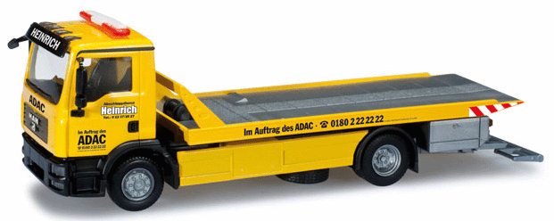 Truck MAN TGL Tow Truck/Auto Transporter - Assembled -- ADAC (yellow, black, German Lettering)