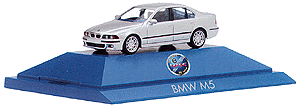 Private Collection Automobiles BMW -- M5 Sedan (Metallic Silver, blue interior) 50 Years of Herpa Special Edition